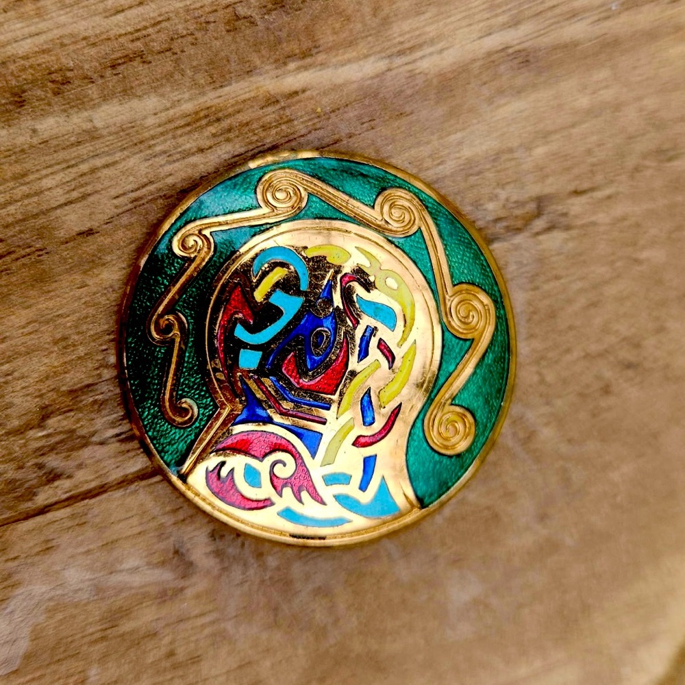 Vintage Irish Tara Ware Celtic Enamel Brooch/Pendent